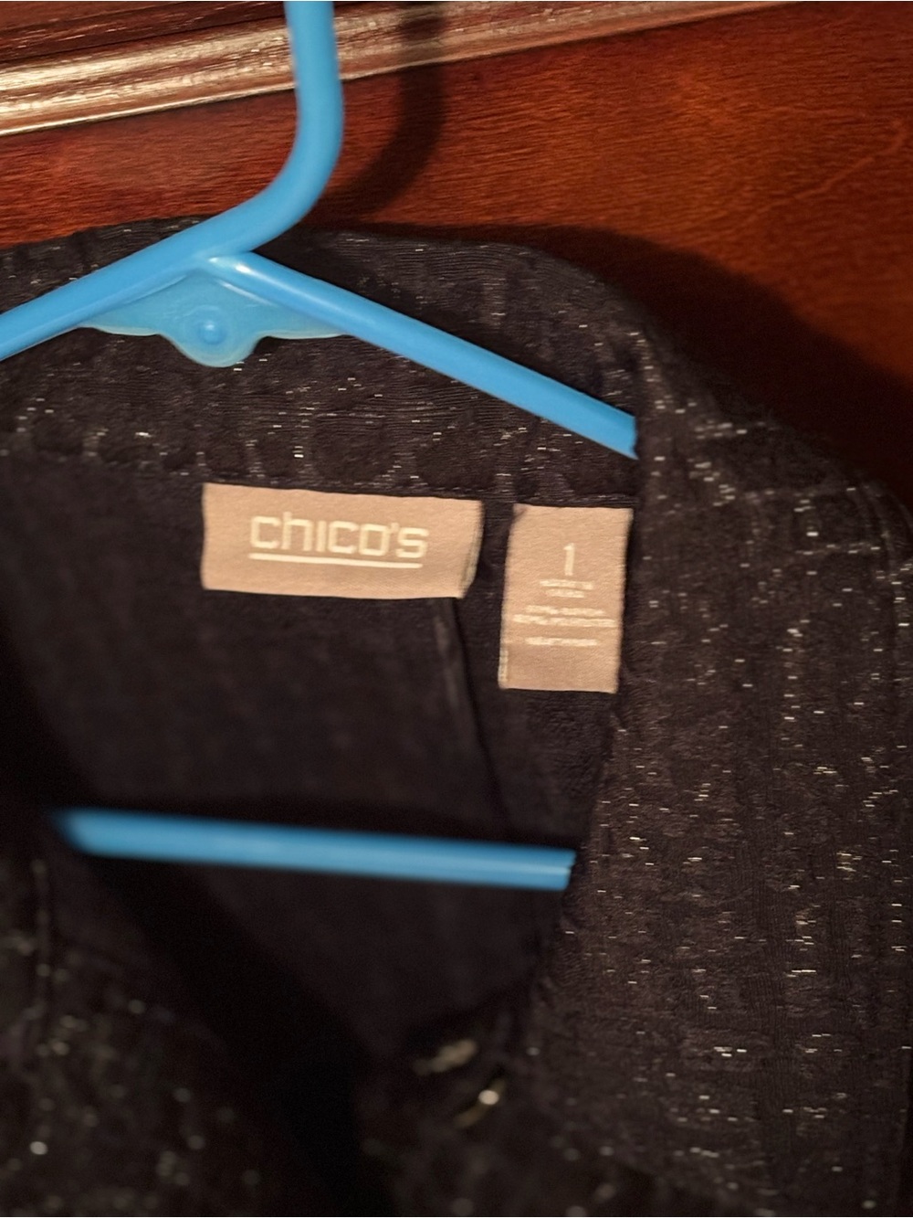 Chico's Textured Navy Button-Front Jacket - Picture 3 of 3